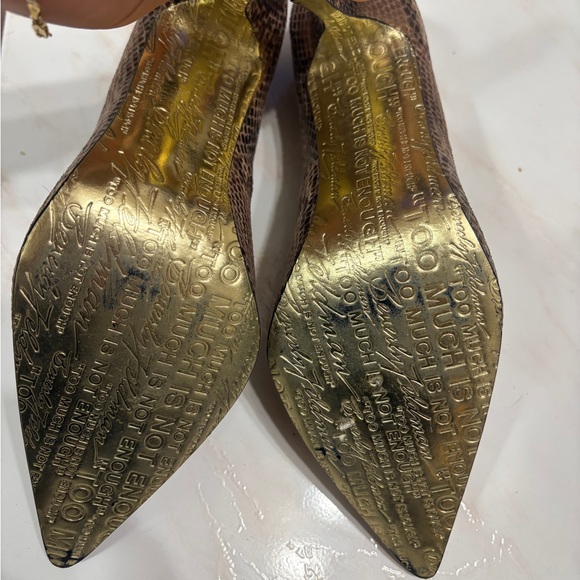 Beverly Feldman Tan Snake Print Heels - Picture 5 of 7